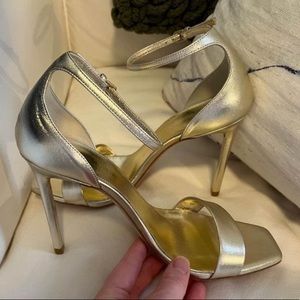 YSL Saint Laurent Gold Sandal High Heels